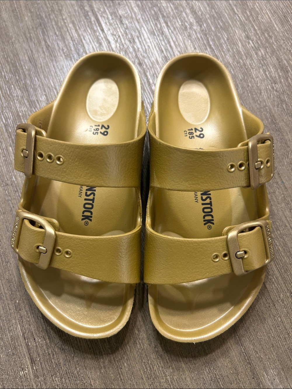 Birkenstock Kids Arizona EVA Sandals in Gold, Sz. 11, New no Tag.